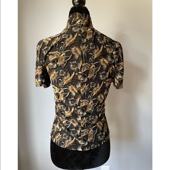 Vintage Floral Mockneck Short Sleeve (S) - Picture 4 of 10